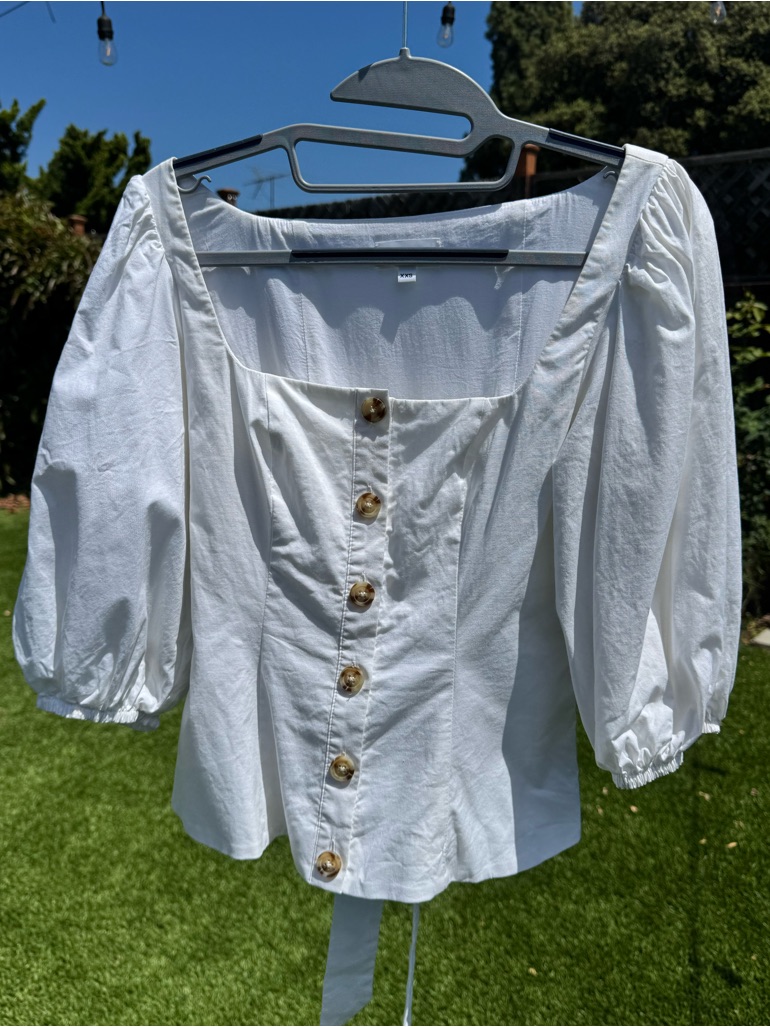 Lpa Puff Sleeve Button Up Blouse In Size Xxs